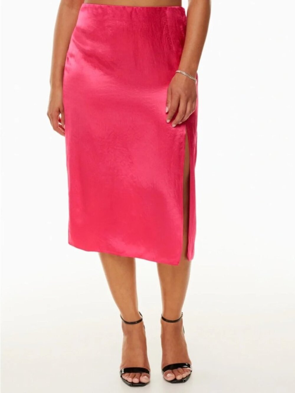 Aritzia Babaton Eames Satin Skirt Thigh Slit NWT Eros Pink Size 6